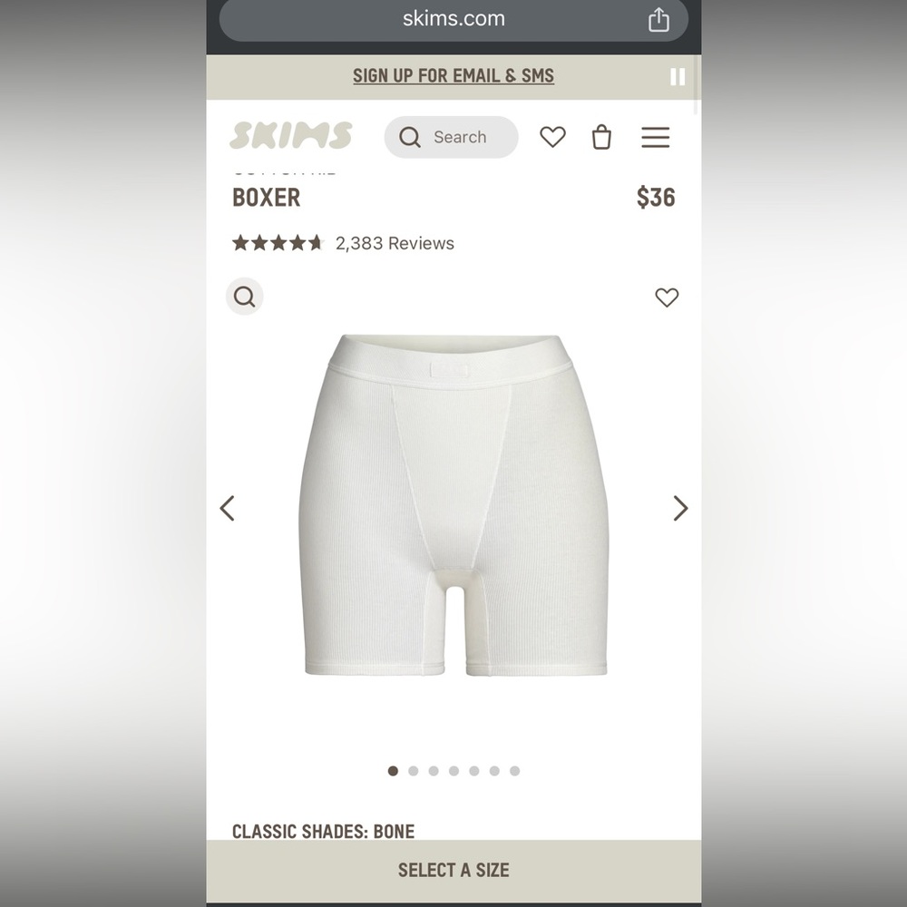 SKIMS ribbed boy short in bone
